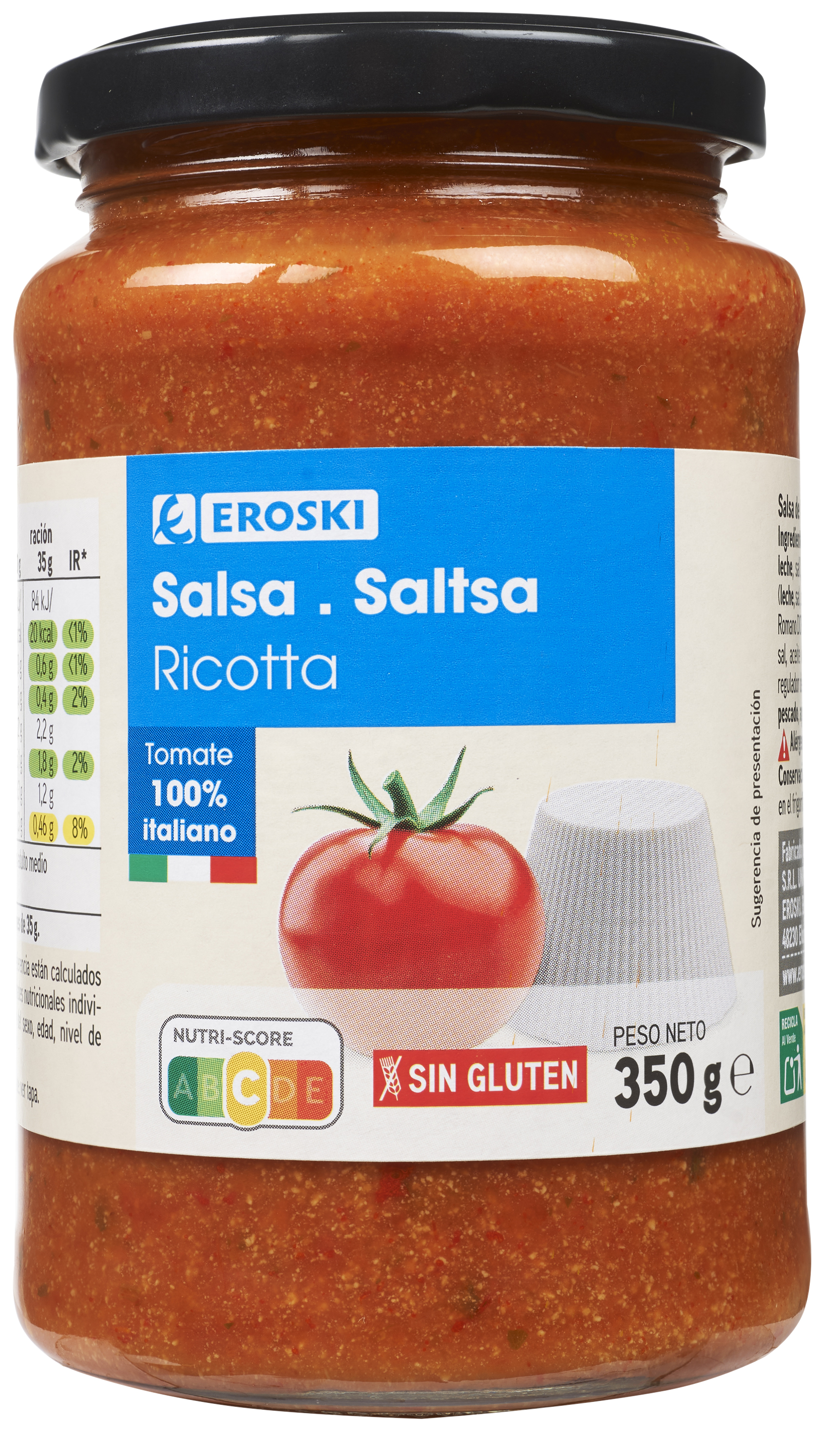 Salsa ricotta EROSKI 340g